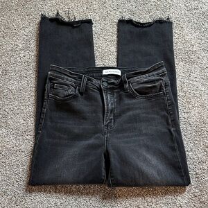 Flying Monkey Black Raw Hem Cropped Straight Jeans